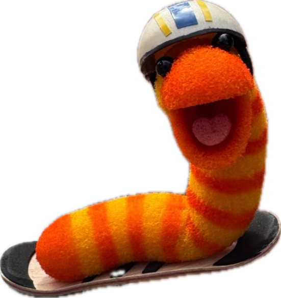 slimey on skateboard